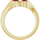 14K Yellow Gold Lab-Grown Ruby Two-Stone Ring