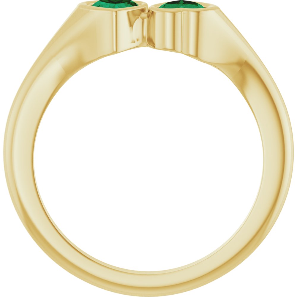 14K Yellow Gold Lab-Grown Emerald Two-Stone Ring