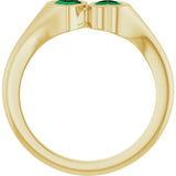 14K Yellow Gold Lab-Grown Emerald Two-Stone Ring