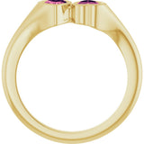 14K Yellow Gold Natural Pink Tourmaline Two-Stone Ring
