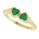 14K Yellow Gold Lab-Grown Emerald Two-Stone Ring