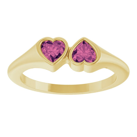 14K Yellow Gold Natural Pink Tourmaline Two-Stone Ring