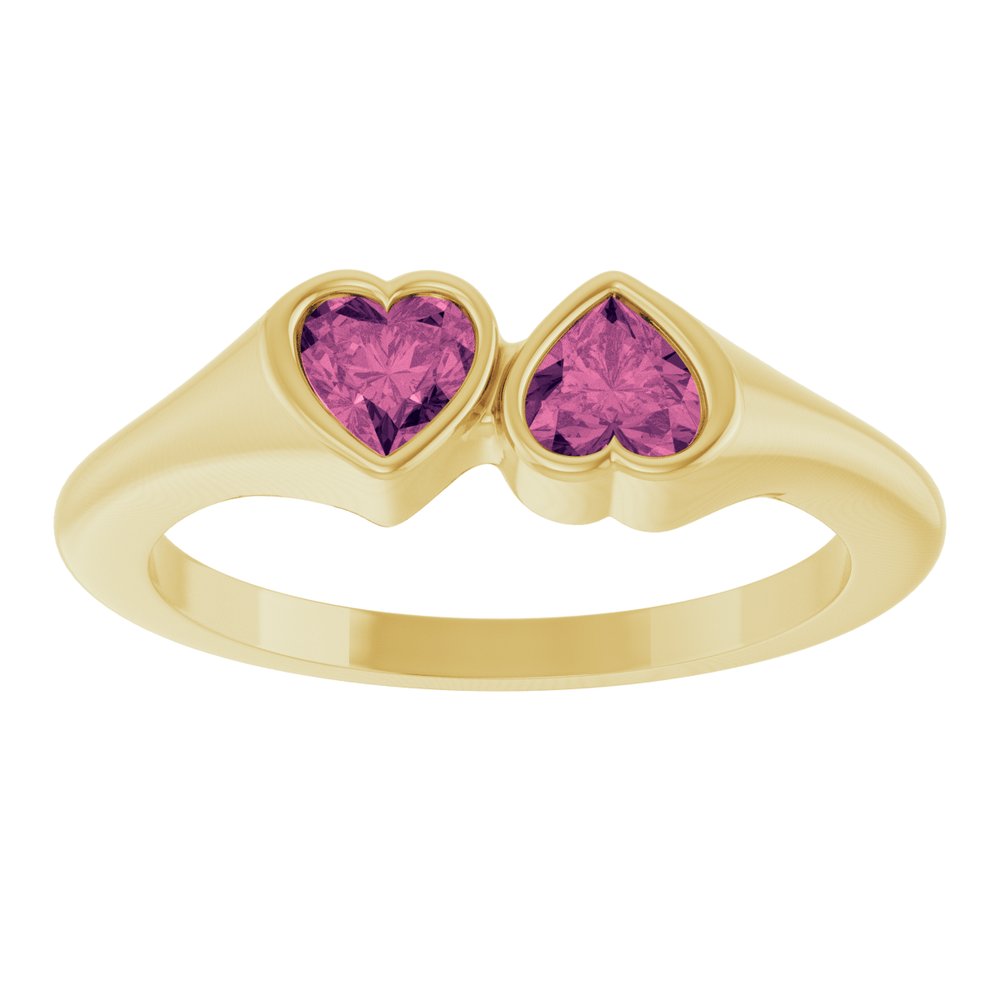 14K Yellow Gold Natural Pink Tourmaline Two-Stone Ring