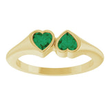 14K Yellow Gold Lab-Grown Emerald Two-Stone Ring