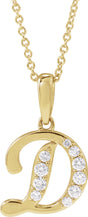 14K Yellow Gold 1/5 CTW Natural Diamond Initial D 18" Necklace