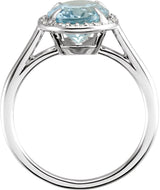 14K White Gold 10x8 mm Natural Aquamarine & .06 CTW Natural Diamond Ring