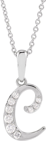 14K White Gold 1/6 CTW Natural Diamond Initial C 18" Necklace