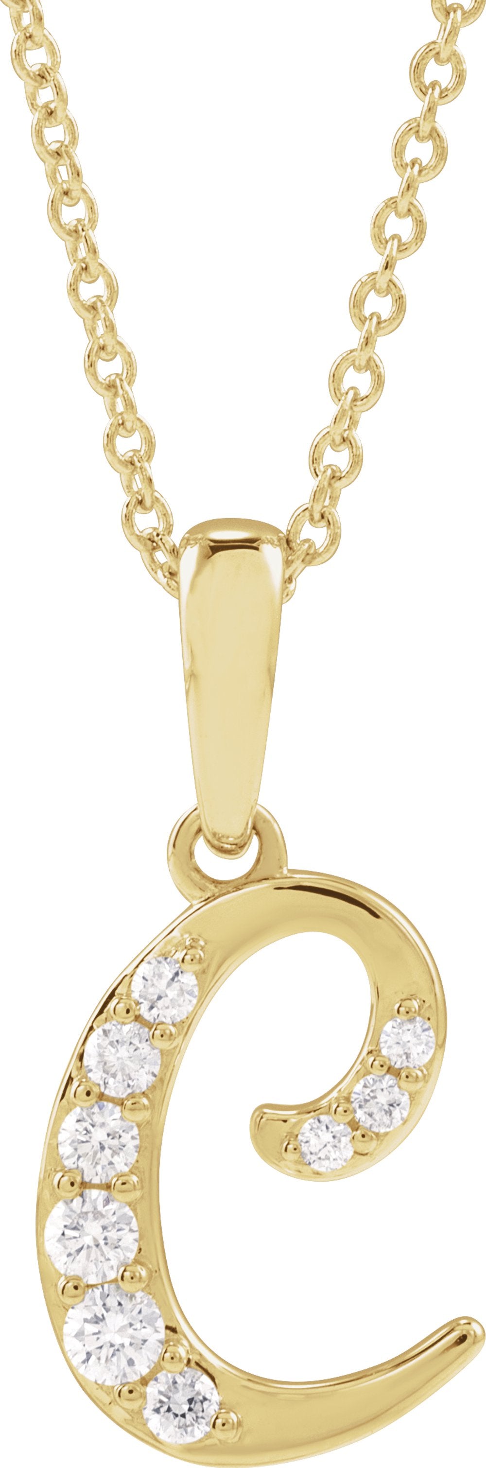 14K Yellow Gold 1/6 CTW Natural Diamond Initial C 18" Necklace