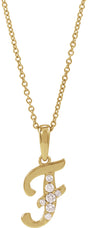 14K Yellow Gold 1/10 CTW Natural Diamond Initial F 18" Necklace