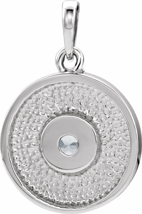 14K White 1/10 CTW Natural Diamond Disc Pendant