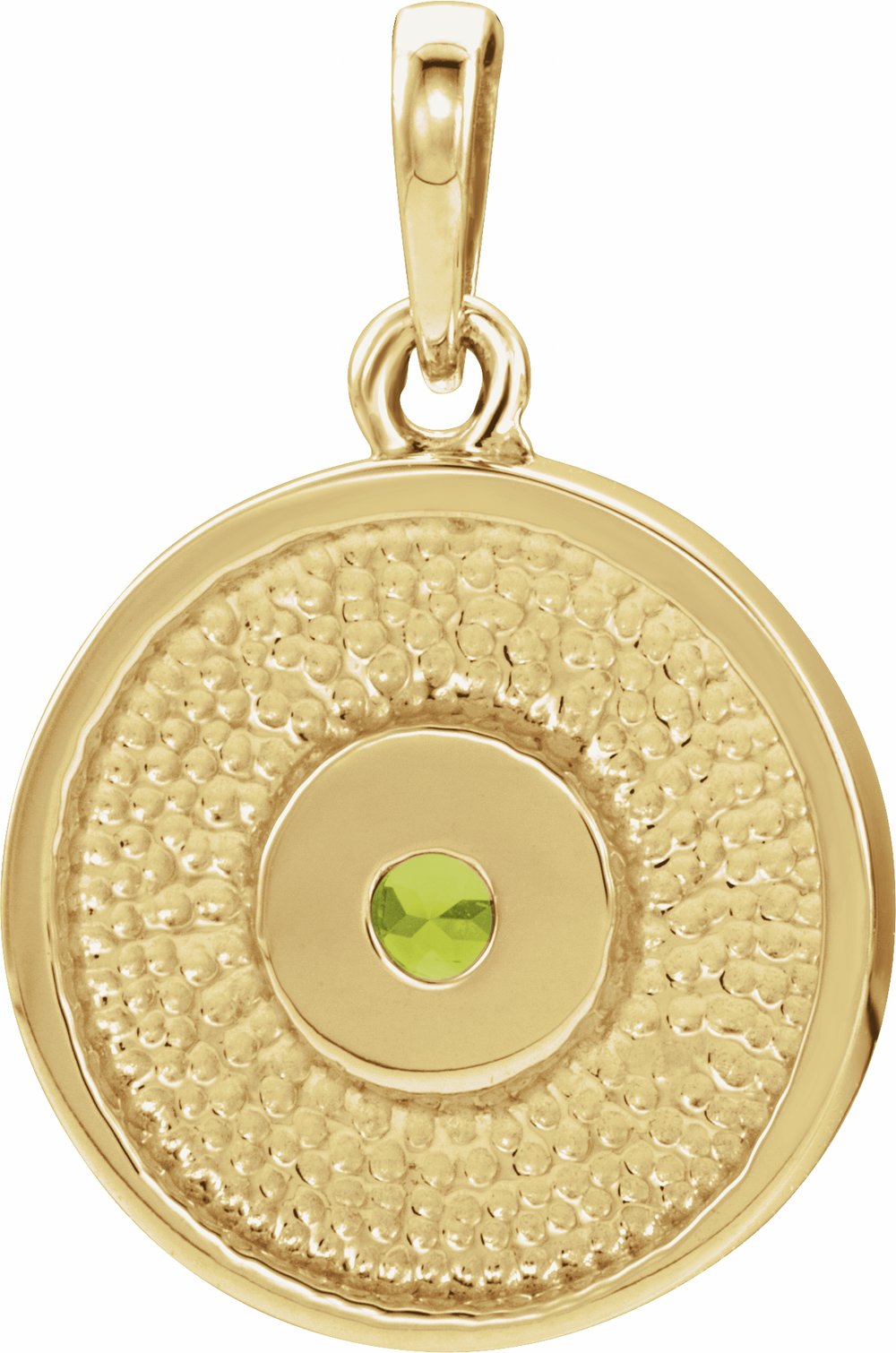 14K Yellow Natural Peridot Disc Pendant