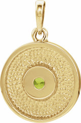 14K Yellow Natural Peridot Disc Pendant