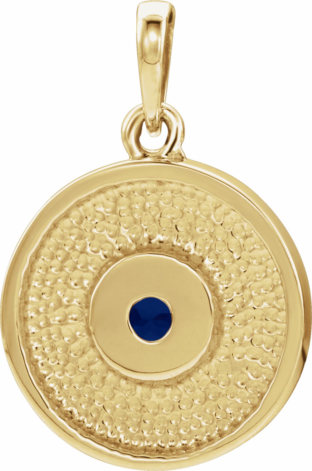 14K Yellow Natural Blue Sapphire Disc Pendant