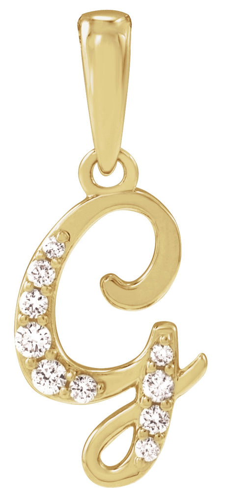 14K Yellow Gold .08 CTW Natural Diamond Initial G 18" Necklace