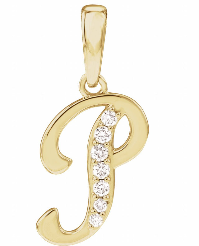 14K Yellow Gold .08 CTW Natural Diamond Initial P Pendant