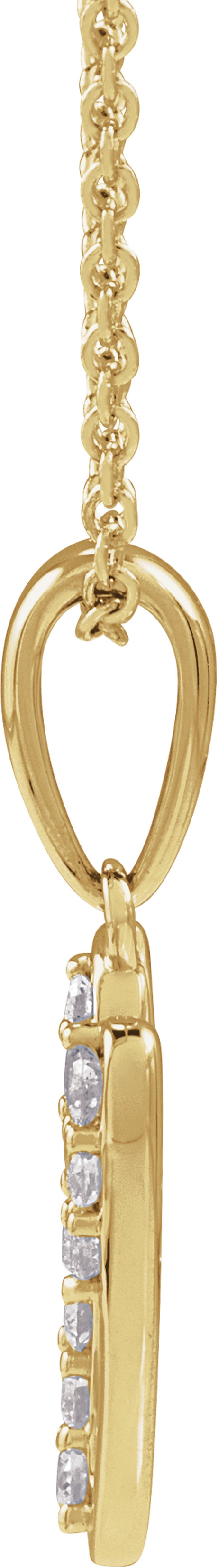 14K Yellow Gold 1/8 CTW Natural Diamond Initial V 18" Necklace