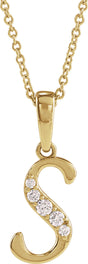 14K Yellow Gold .08 CTW Natural Diamond Initial S 18" Necklace