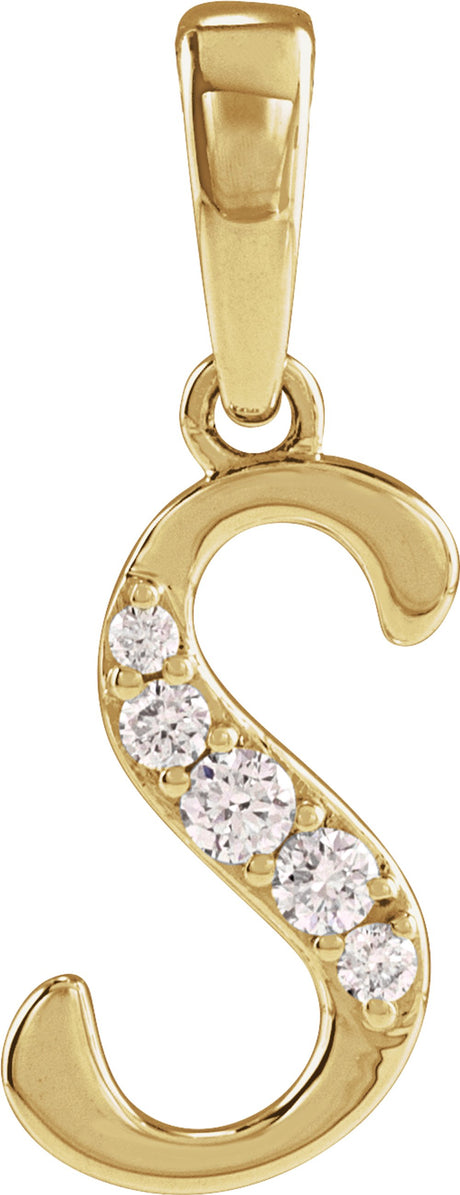14K Yellow Gold .08 CTW Natural Diamond Initial S Pendant