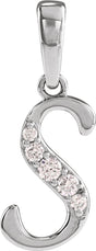 14K White Gold .08 CTW Natural Diamond Initial S Pendant