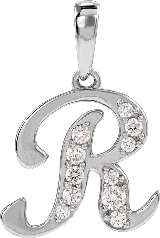 14K White Gold 1/6 CTW Natural Diamond Initial R 18" Necklace