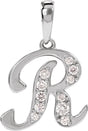 14K White Gold 1/6 CTW Natural Diamond Initial R 18" Necklace
