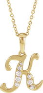 14K Yellow Gold 1/6 CTW Natural Diamond Initial K 18" Necklace