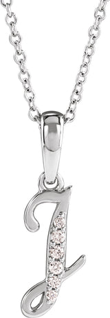 14K White Gold .05 CTW Natural Diamond Initial J 18" Necklace