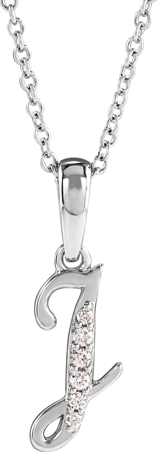 14K White Gold .05 CTW Natural Diamond Initial J 18" Necklace
