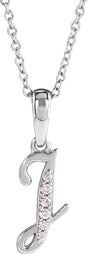 14K White Gold .05 CTW Natural Diamond Initial J 18" Necklace