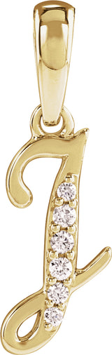 14K Yellow Gold .05 CTW Natural Diamond Initial J Pendant