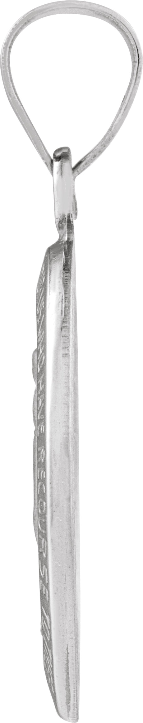 14K White 15x11.5 mm Oval Hollow Miraculous Medal