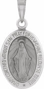 14K White Gold 15x11.5 mm Oval Hollow Miraculous Medal