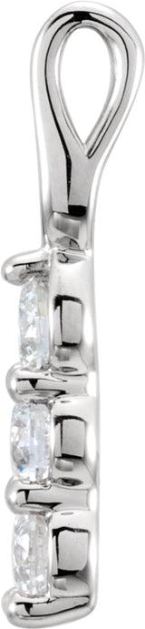 14K White Gold 1/4 CTW Natural Diamond Three-Stone Pendant