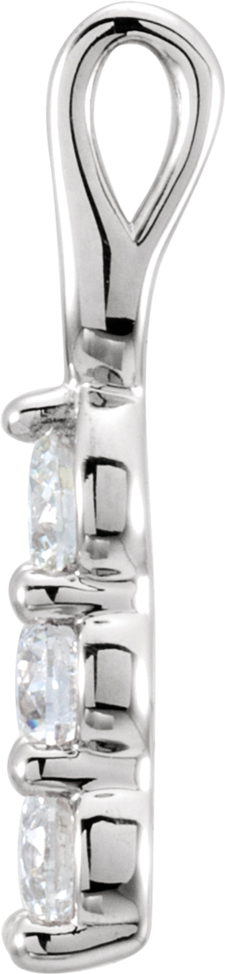 14K White Gold 1/3 CTW Lab-Grown Diamond Three-Stone Pendant