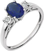 14K White Lab-Grown Blue Sapphire & .04 CTW Natural Diamond Ring