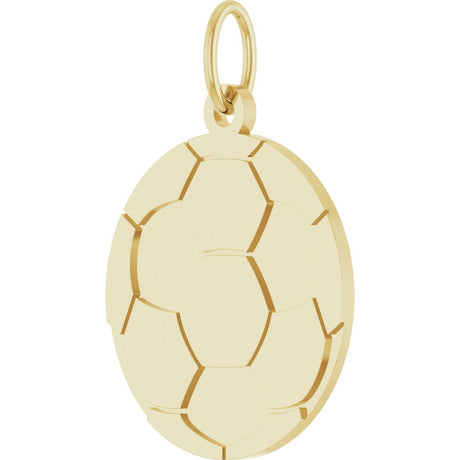 14K Yellow Gold Engravable Soccer Pendant