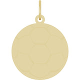 14K Yellow Gold Engravable Soccer Pendant