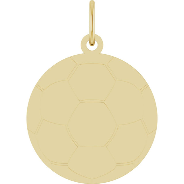 14K Yellow Gold Engravable Soccer Pendant