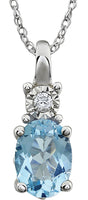 14K White Natural Sky Blue Topaz & .02 CT Natural Diamond 18" Necklace