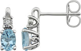 14K White Natural Sky Blue Topaz & .02 CTW Natural Diamond Earrings