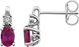 14K White Lab-Grown Ruby & .02 CTW Natural Diamond Earrings