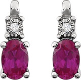 14K White Lab-Grown Ruby & .02 CTW Natural Diamond Earrings