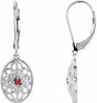 Sterling Silver Natural Ruby Lever Back Earrings