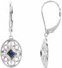 Sterling Silver Natural Blue Sapphire Lever Back Earrings