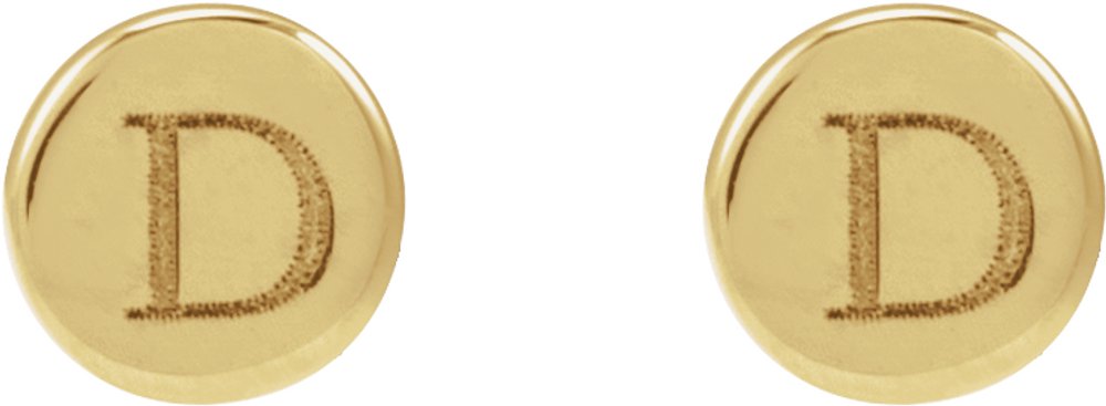 14K Yellow Gold 3 mm Engravable Disc Earrings
