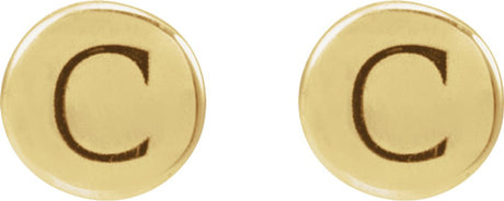 14K Yellow Gold 3 mm Engravable Disc Earrings