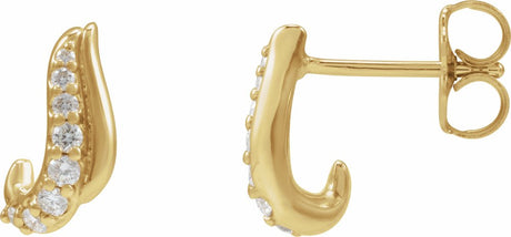 14K Yellow Gold 1/6 Natural Diamond Freeform Earrings