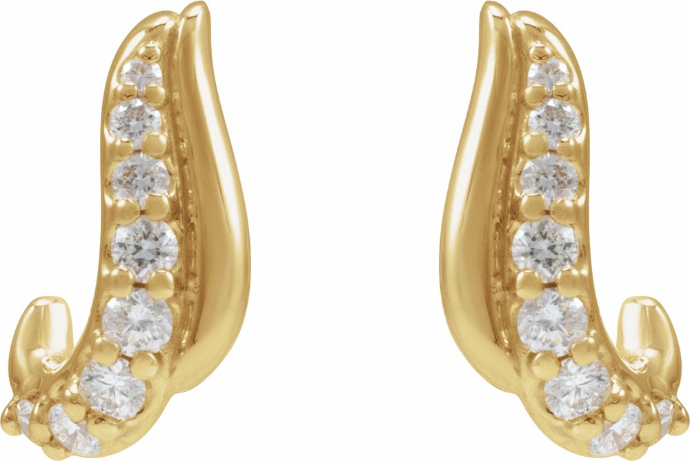 14K Yellow Gold 1/6 Natural Diamond Freeform Earrings