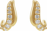 14K Yellow Gold 1/6 Natural Diamond Freeform Earrings