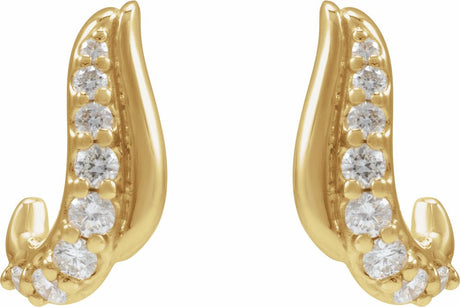 14K Yellow Gold 1/6 Natural Diamond Freeform Earrings